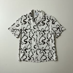 LEVEL TEN Men Short Sleeve Button Up Shirt M LTCP-1103 Ivory Brown